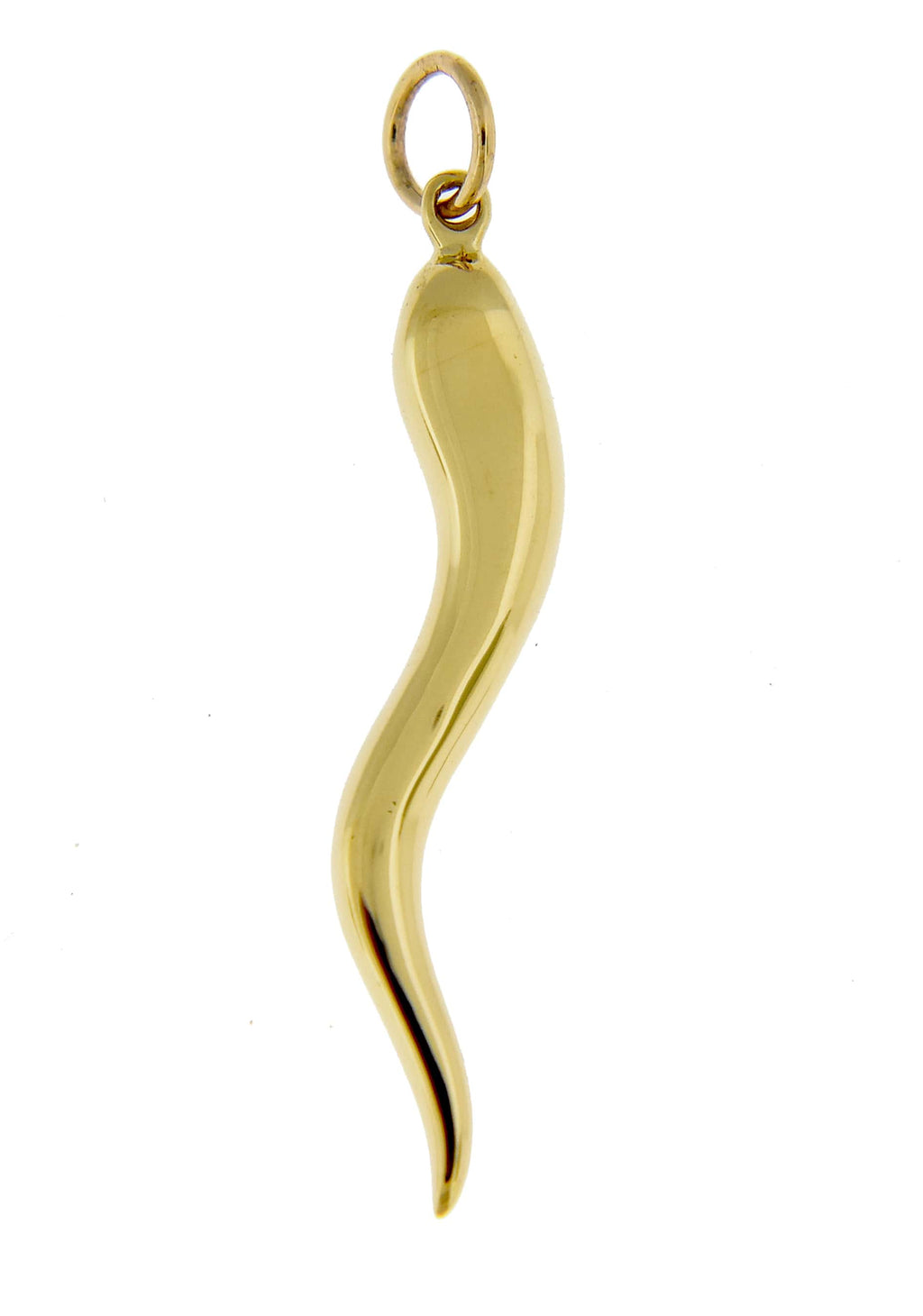 14k Yellow Gold Italian Horn Lucky 3D Pendant Charm - [cklinternational]