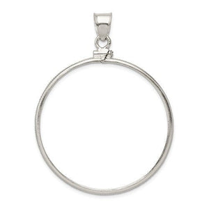 Sterling Silver Coin Holder Bezel Pendant Charm Screw Top Holds 38.2mm x 3.1mm Coins