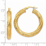 Загрузить изображение в средство просмотра галереи, 14K Yellow Gold 35mm x 4.5mm Textured Round Hoop Earrings
