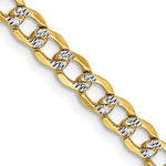 Indlæs billede til gallerivisning 14K Yellow Gold with Rhodium 4.3mm Pavé Curb Bracelet Anklet Choker Necklace Pendant Chain with Lobster Clasp
