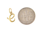 Załaduj obraz do przeglądarki galerii, 14K Yellow Gold Lowercase Initial Letter E Script Cursive Alphabet Pendant Charm
