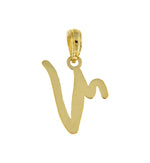 Cargar imagen en el visor de la galería, 10K Yellow Gold Script Initial Letter V Cursive Alphabet Pendant Charm

