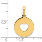 Charger l&#39;image dans la galerie, 14k Yellow Gold Round Circle Heart Cut Out Pendant Charm
