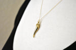 Carica l&#39;immagine nel visualizzatore di Gallery, 14k Yellow Gold Italian Horn Lucky 3D Pendant Charm
