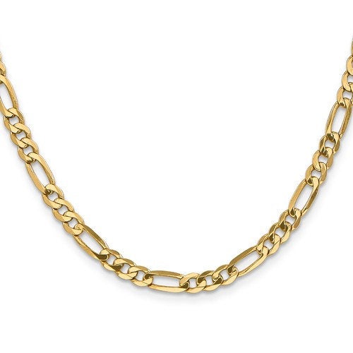 14K Yellow Gold 4.75mm Flat Figaro Bracelet Anklet Choker Necklace Pendant Chain