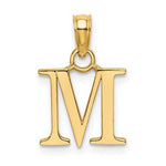 Cargar imagen en el visor de la galería, 14K Yellow Gold Uppercase Initial Letter M Block Alphabet Pendant Charm

