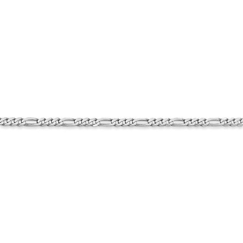 14K White Gold 2.25mm Flat Figaro Bracelet Anklet Choker Necklace Pendant Chain