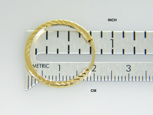 14k Yellow Gold 19mm x 1.35mm Diamond Cut Round Endless Hoop Earrings
