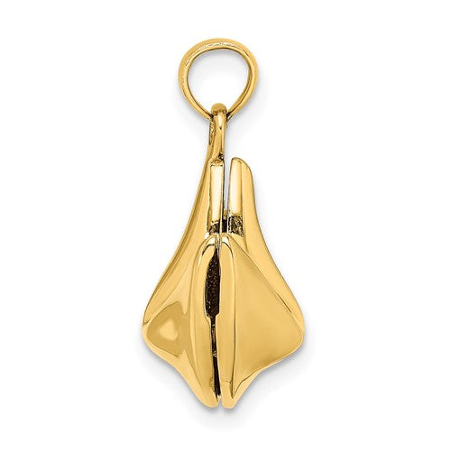 14k Yellow Gold Fortune Cookie 3D Pendant Charm