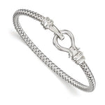 Загрузить изображение в средство просмотра галереи, Sterling Silver Contemporary 4mm Woven Hook Clasp Bangle Bracelet
