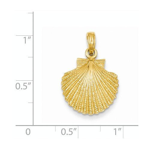 14k Yellow Gold Seashell Clamshell Shell Pendant Charm