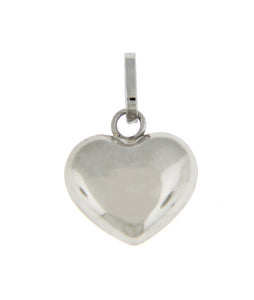 14k White Gold Small Puffy Heart 3D Hollow Pendant Charm