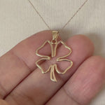 Load and play video in Gallery viewer, 14k Yellow Gold Good Luck Four Leaf Clover Pendant Charm
