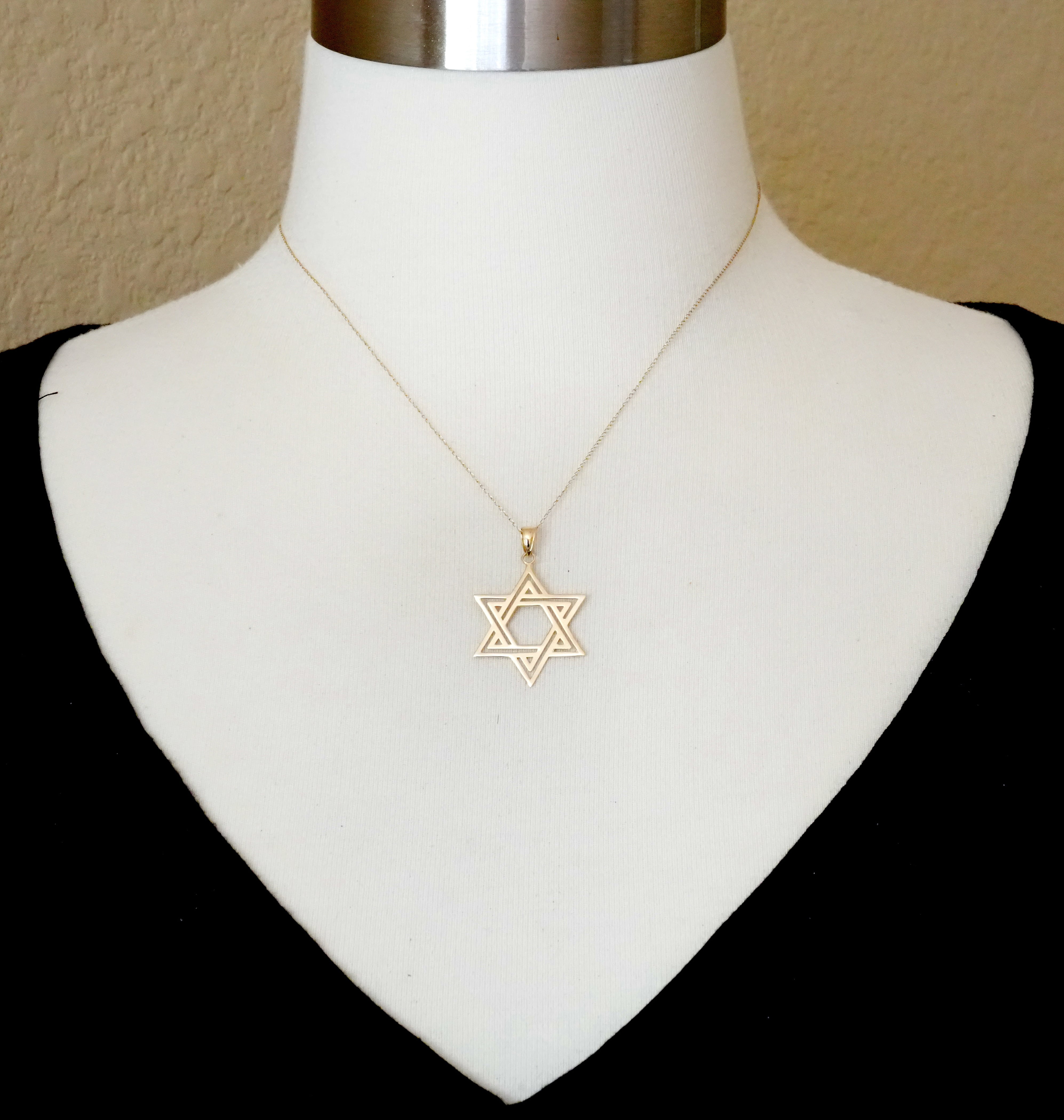 14K Yellow Gold Star of David Pendant Charm