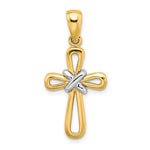 Load image into Gallery viewer, 14k Gold Two Tone Cross X Center Pendant Charm
