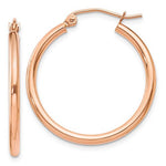 Załaduj obraz do przeglądarki galerii, 14K Rose Gold 25mm x 2mm Classic Round Hoop Earrings
