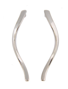 14k White Gold Modern Contemporary Swirl Spiral Post Earrings