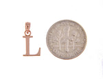 Afbeelding in Gallery-weergave laden, 14K Rose Gold Uppercase Initial Letter L Block Alphabet Pendant Charm
