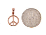 Load image into Gallery viewer, 14k Rose Gold Peace Sign Symbol Small 3D Pendant Charm
