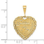 Cargar imagen en el visor de la galería, 14k Yellow Gold Sweet 16 Heart Reversible Pendant Charm - [cklinternational]
