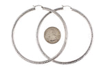 Załaduj obraz do przeglądarki galerii, 14K White Gold Diamond Cut Classic Round Hoop Earrings Extra Large Diameter 80mm x 4mm
