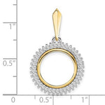 Load image into Gallery viewer, 14K Gold Two Tone Diamond Coin Holder for 14mm Coins  or 1/20 oz Maple Leaf 1/20 oz 1/20 oz Panda 1/20 oz Kangaroo 1/25 oz Cat Bezel Prong Pendant Charm
