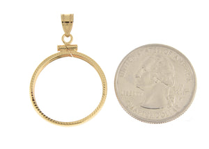 14K Yellow Gold 1/4 oz American Eagle Panda US $5 Dollar Jamestown 2 Rand Coin Holder Bezel Screw Top Pendant Charm for 22mm Coins