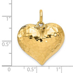 Kép betöltése a galériamegjelenítőbe: 14K Yellow Gold Puffy Hammered Heart 3D Hollow Pendant Charm
