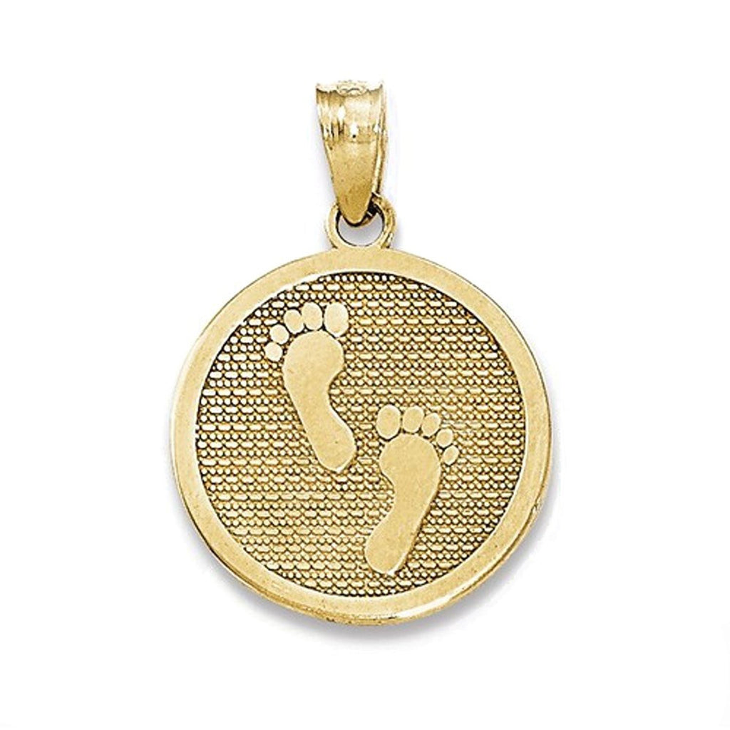 14k yellow gold have faith footprints reversible pendant charm