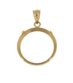 Lataa kuva Galleria-katseluun, 14K Yellow Gold Holds 17.9mm x 1.2mm Coins or United States US $2.50 Dollar or Chinese Panda 1/10oz Ounce Coin Holder Tab Back Frame Pendant
