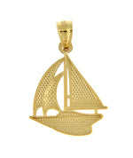 Załaduj obraz do przeglądarki galerii, 14k Yellow Gold Sailboat Sailing Nautical Pendant Charm
