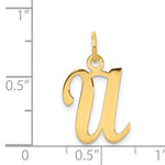 이미지를 갤러리 뷰어에 로드 , 14K Yellow Gold Initial Letter U Cursive Script Alphabet Pendant Charm
