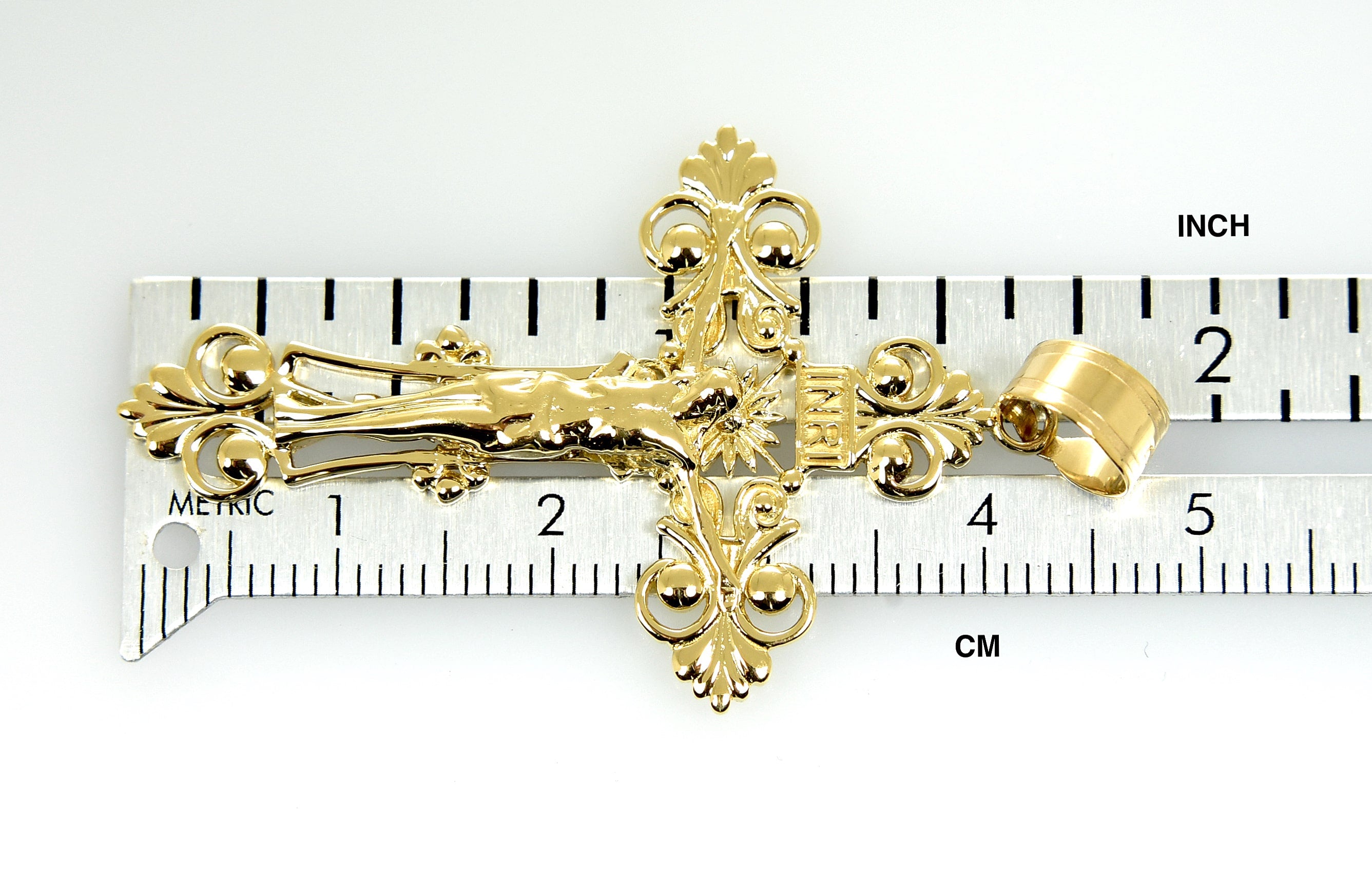 14k Yellow Gold Crucifix Cross Large Pendant Charm - [cklinternational]