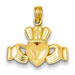 Φόρτωση εικόνας στο εργαλείο προβολής Συλλογής, 14k Yellow Gold Claddagh Crown Pendant Charm
