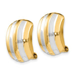Indlæs billede til gallerivisning 14K Yellow Gold and Rhodium Two Tone Non Pierced Clip On Omega Back Hoop Huggie Earrings

