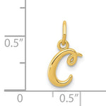 Afbeelding in Gallery-weergave laden, 10K Yellow Gold Lowercase Initial Letter C Script Cursive Alphabet Pendant Charm

