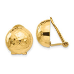 Load image into Gallery viewer, 14k Yellow Gold Non Pierced Clip On Hammered Ball Omega Back Earrings 12mm
