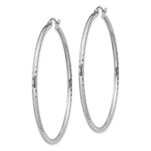 Sterling Silver Diamond Cut Classic Round Hoop Earrings 50mm x 2mm
