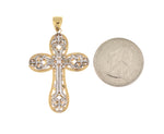 Afbeelding in Gallery-weergave laden, 14k Gold Two Tone Large Fancy Latin Cross Pendant Charm
