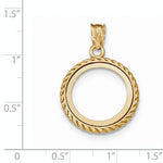 Ladda upp bild till gallerivisning, 14K Yellow Gold 1/10 oz or One Tenth Ounce American Eagle Coin Holder Polished Rope Prong Bezel Pendant Charm for 16.5mm x 1.3mm Coins
