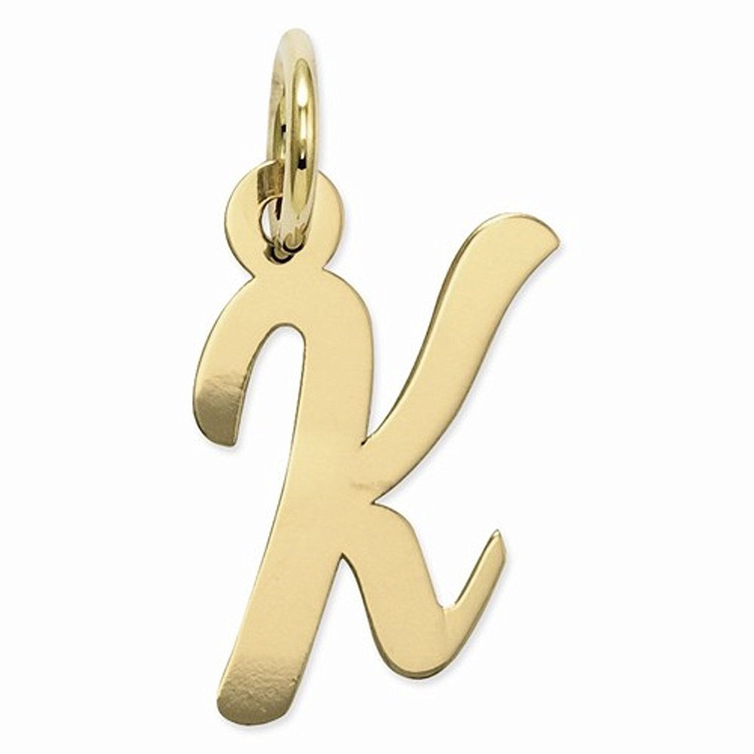 14k Yellow Gold Script Letter K Initial Alphabet Pendant Charm