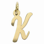 Lataa kuva Galleria-katseluun, 14k Yellow Gold Script Letter K Initial Alphabet Pendant Charm
