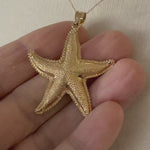 Load and play video in Gallery viewer, 14k Yellow Gold Starfish Textured Large Pendant Charm
