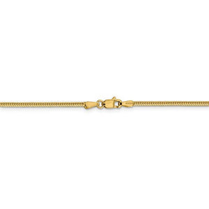 14K Solid Yellow Gold 1.85mm Classic Round Snake Bracelet Anklet Choker Necklace Pendant Chain