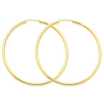Charger l&#39;image dans la galerie, 14K Yellow Gold 50mm x 2mm Round Endless Hoop Earrings
