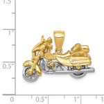 Carregar imagem no visualizador da galeria, 14k Gold Two Tone Motorcycle 3D Moveable Pendant Charm
