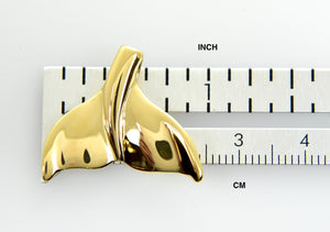 14k Yellow Gold Whale Tail Pendant Charm