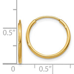 Charger l&#39;image dans la galerie, 14K Yellow Gold 14mm x 1.25mm Round Endless Hoop Earrings
