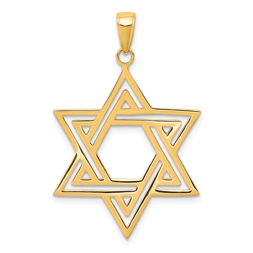 14K Yellow Gold Star of David Pendant Charm