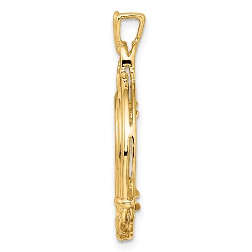 14K Yellow Gold 1/10 oz One Tenth Ounce American Eagle or Krugerrand Coin Holder Prong Bezel Pendant Charm for 16.5mm x 1.3mm Coins